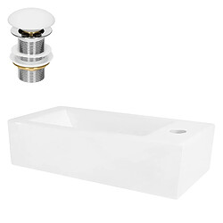 Vasque avec vidage sans trop-plein 46x26,5x11 cm Blanc en céramique ML-Design