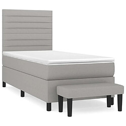 vidaXL Sommier à lattes de lit avec matelas Gris clair 90x200 cm Tissu