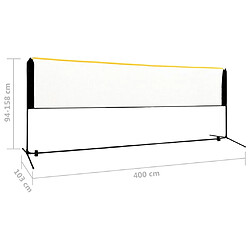 vidaXL Filet de badminton réglable 400x103x94-158 cm Métal pas cher