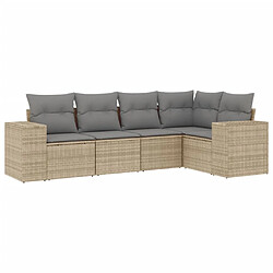 Maison Chic Salon de jardin avec coussins 5 pcs | Ensemble de Table et chaises | Mobilier d'Extérieur beige résine tressée -GKD85909