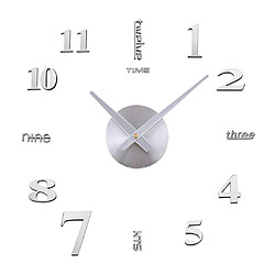 Autocollant 3D Minimaliste Horloge Murale Chambre Restaurant Salle De Bains Décor Artisanat Argent