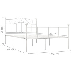 vidaXL Cadre de lit sans matelas blanc métal 140x200 cm pas cher