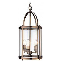 Luminaire Center Suspension 3 ampoules Imperial, laiton antique