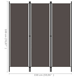 vidaXL Cloison de séparation 3 panneaux Anthracite 150x180 cm pas cher