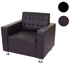 Mendler Fauteuil Kunda, fauteuil de salon / club, pieds métalliques ~ similicuir, café