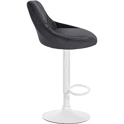 Avis Decoshop26 Tabouret de bar en velours gris foncé coutures décoratives pivotant support métal blanc TDB10657