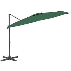 Helloshop26 Parasol meuble de jardin cantilever à led 400 x 300 cm vert 02_0008172