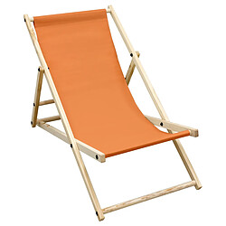 ECD Germany Chaise Longue Bain de Soleil de Jardin - Fauteuil de Plage Pliant - Fauteuil de Relaxation - Orange - Réglable - Chaise Longue en Bois - Résistant aux Intempéries - 120 kg - Patio Terrasse