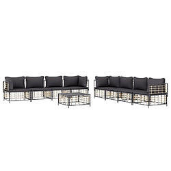 Avis Maison Chic Salon de jardin 9 pcs + coussins - Mobilier/Meubles de jardin - Table et chaises d'extérieur anthracite résine tressée -MN71667