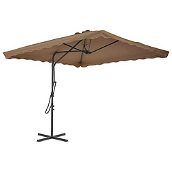 vidaXL Parasol d'extérieur avec poteau en acier 250 x 250 cm Taupe