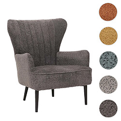 Mendler Lounge-Sessel HWC-K37, Cocktail-/Ohrensessel Polsterstuhl Retro Vintage Stoff Chenille (500g/m²) Öko-Tex ~ gris foncé