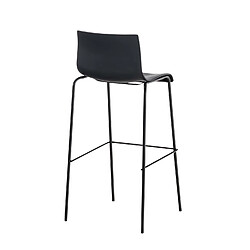 Acheter Decoshop26 Tabouret de bar avec repose-pieds dossier incurvé en plastique noir et 4 pieds en métal noir 10_0004929