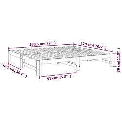 vidaXL Lit coulissant sans matelas gris 2x(90x190) cm pas cher