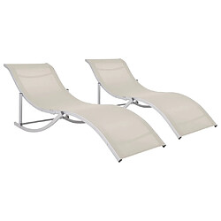 Maison Chic Lot de 2 Chaises longues pliables | Bain de soleil Relax | Transat Crème Textilène -GKD58120