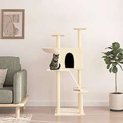 vidaXL Arbre à chat avec griffoirs en sisal crème 143 cm