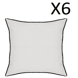 Pegane Lot de 6 coussin décoratif déhoussable en lin et coton coloris blanc - Longueur 45 x Profondeur 12 x Hauteur 45 cm