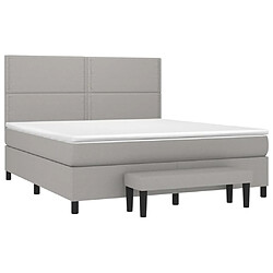 Avis Maison Chic Structures de lit + matelas,Lit à sommier tapissier avec matelas Gris clair 160x200cm Tissu -MN68565