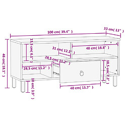 vidaXL Meuble TV 100x33x46 cm bois massif de manguier pas cher