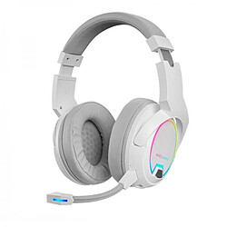 Casque Sans Fil Mars Gaming MHW-100 - Son Surround - Éclairage ARGB - Batterie 40h - Microphone ENC Amovible - Connexion 2.4GPRO sans latence - Coloris Blanc