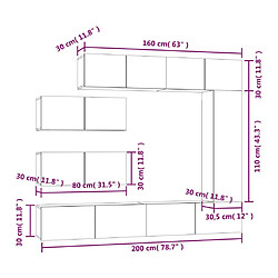 vidaXL Ensemble de meubles TV 7 pcs Blanc Bois d'ingénierie pas cher