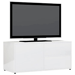 Avis vidaXL Meuble TV Blanc brillant 80x34x36 cm Bois d'ingénierie