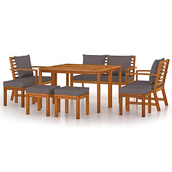 vidaXL Ensemble à manger de jardin coussins 9 pcs Bois acacia