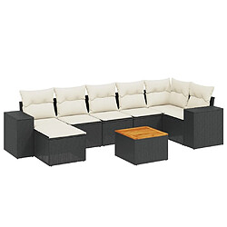 Maison Chic Ensemble Tables et chaises d'extérieur 8 pcs avec coussins,Salon de jardin noir résine tressée -GKD462084