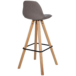 Decoshop26 Tabouret de bar chaise haute x1 repose-pieds style scandinave en tissu taupe structure en bois clair carré 10_0004639