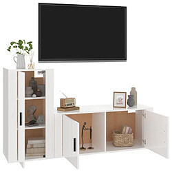 Avis Maison Chic Ensemble de meubles TV 2 pcs pour salon - blanc brillant bois d'ingénierie -MN12900