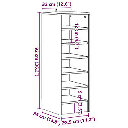 vidaXL Armoire à chaussures chêne artisanal 32x35x92cm bois ingénierie pas cher