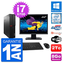 PC Lenovo M800 SFF Ecran 22" Intel i7-6700 RAM 8Go Disque 2To Windows 10 Wifi - Occasion