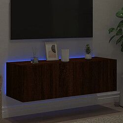 Avis vidaXL Meuble TV mural avec lumières LED chêne marron 100x35x31 cm