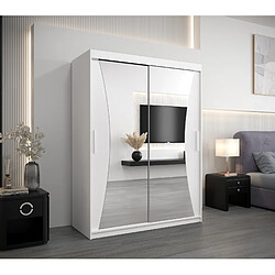 Abiks Meble Armoire MONACO À Portes Coulissantes 200/150/62 2 Portes (Blanc/Blanc)