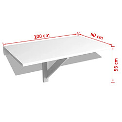 vidaXL Table murale rabattable Blanc 100x60 cm pas cher