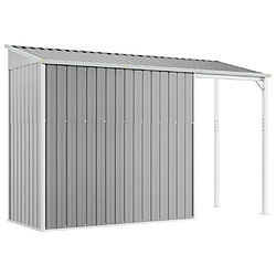 Acheter Helloshop26 Abri de jardin cabane cabanon maison de stockage remise extérieur hangar outils robuste avec toit prolongé clair 277 x 110,5 x 181 cm gris 02_0022218