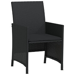 Maison Chic Ensemble de bistro 3 pcs avec coussins,Table + chaises + coussins de jardin noir résine tressée -GKD677609 pas cher