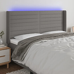 vidaXL Tête de lit à LED Gris foncé 203x16x118/128 cm Tissu