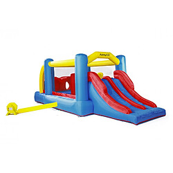 Airmyfun Château gonflable : aire de jeux gonflable avec obstacles et double toboggan - surface de jeux : 560 x 255 x 190 cm - Wipe out pas cher