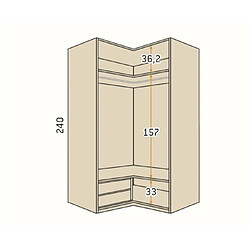 Acheter Inside 75 Armoire angle dressing porte coulissante rangement couleur Polar Pizzara Laquée hauteur 240 cm