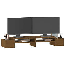 Avis vidaXL Support de moniteur Marron miel 100x27,5x15 cm Bois pin solide