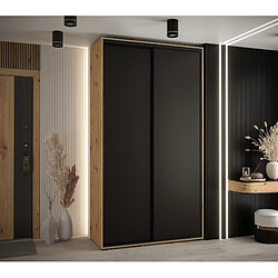 Abiks Meble Armoire à portes coulissantes Davos 3 235.2 x 140 x 45 2 portes coulissante (Chêne artisan/Noir/Noir)