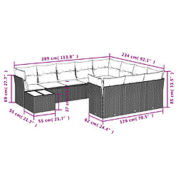 Avis Maison Chic Salon de jardin 11 pcs avec coussins | Ensemble de Table et chaises | Mobilier d'Extérieur gris résine tressée -GKD57936