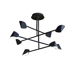 Inspired Suspension fixe à 8 ampoules, DEL 61,5 W, 3 000 K, 4 000 lm, noir, 3 ans de garantie