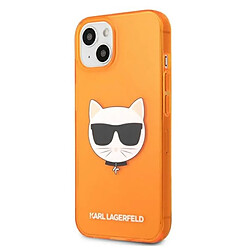 Karl Lagerfeld Choupette Head - Coque pour iPhone 13 mini (Orange fluo)