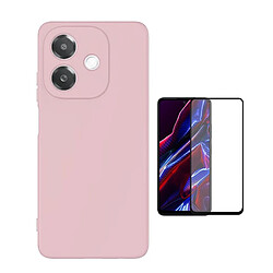 Kit De Film En Verre Trempé À Coque Complète 5D + Coque En Silicone Liquide Phonecare Pour Oppo A3 4G - Rose