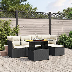 Maison Chic Ensemble Tables et chaises d'extérieur 6pcs avec coussins,Salon de jardin noir résine tressée -GKD640800