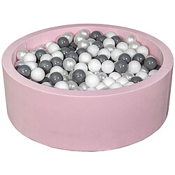 Velinda Piscine à balles Aire de jeu + 450 balles rose blanc, perle, gris