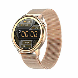 Chrono Montre Connectée pour hommes femmes avec montre sport IP68 Étanche Écran Tactile Complet de 1,3 Pouces Avec Moniteur de Fréquence Cardiaque Avis de Message Moniteur Sommeil Affichage Météo Pédomètre Fitness Tracker pour iOS Android-d'or