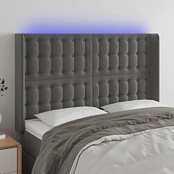 Maison Chic Tête de lit scandinave à LED,meuble de chambre Gris foncé 147x16x118/128 cm Velours -MN72800