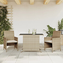 Maison Chic Ensemble de bistro 3 pcs avec coussins,Table + chaises + coussins de jardin beige résine tressée -GKD682416